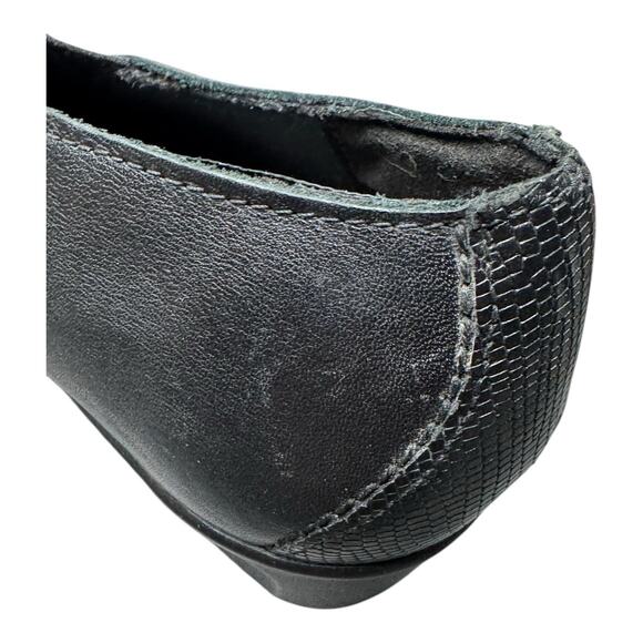 SAS Nora Black 10 M Lizard Print Embossed Leather Slip On Loafers - Picture 10 of 10